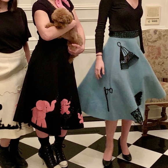 Casino night CIRCLE SKIRT from the 50's, wool felt, blue. Size XS. Rockabilly - Picture 16 of 16